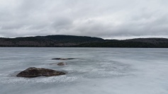 Early May 2016, Lakes still frozen at 1,000 feet.